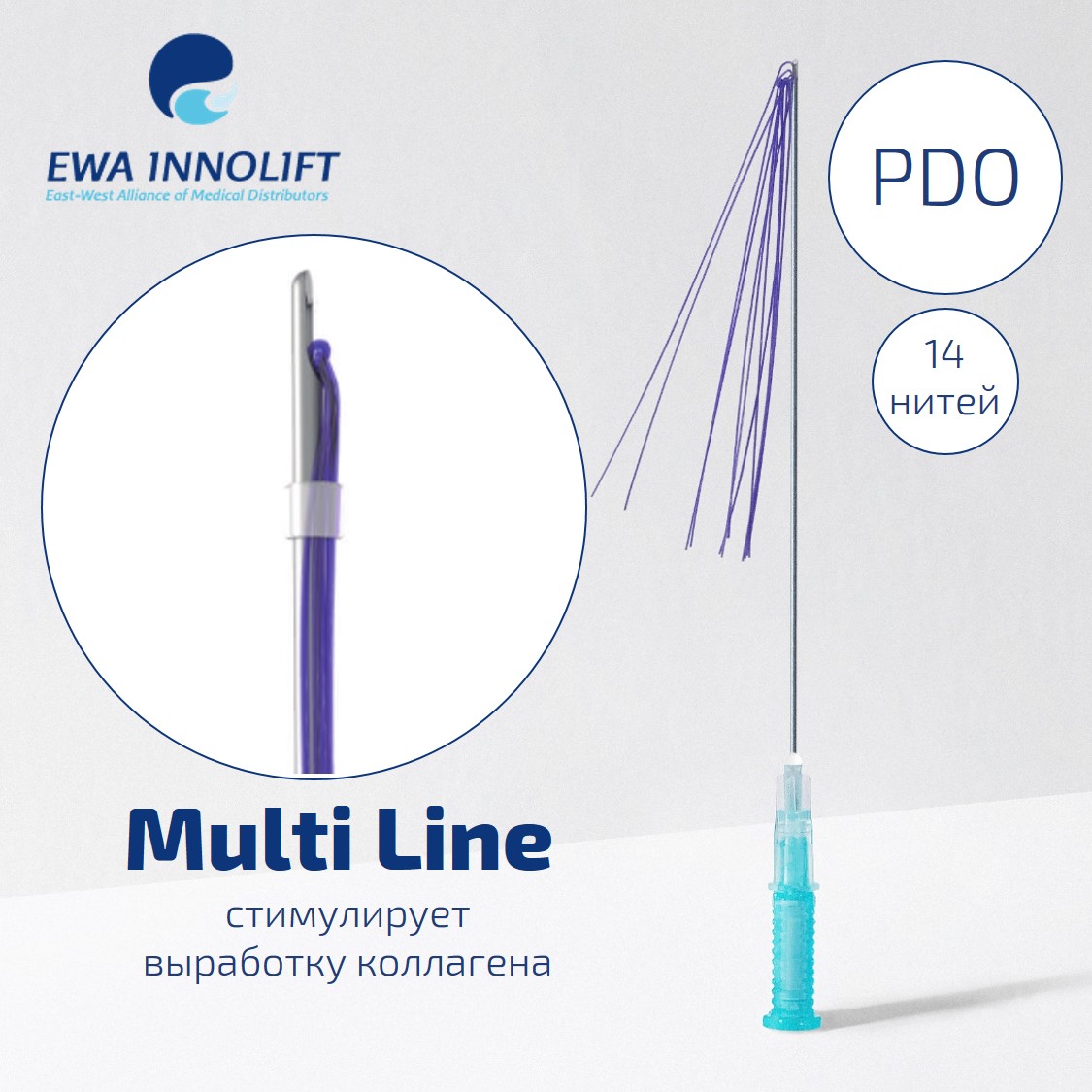 Нить из полидиоксанона на L-образной канюле Multi  (Cannula L type) Multi  PDO УП